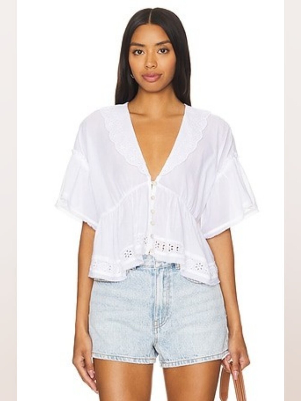 Free People Bella Cutwork Lacey Top size XS